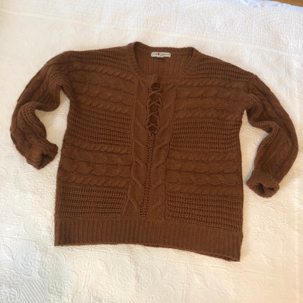 Chocolate cable knit sweater